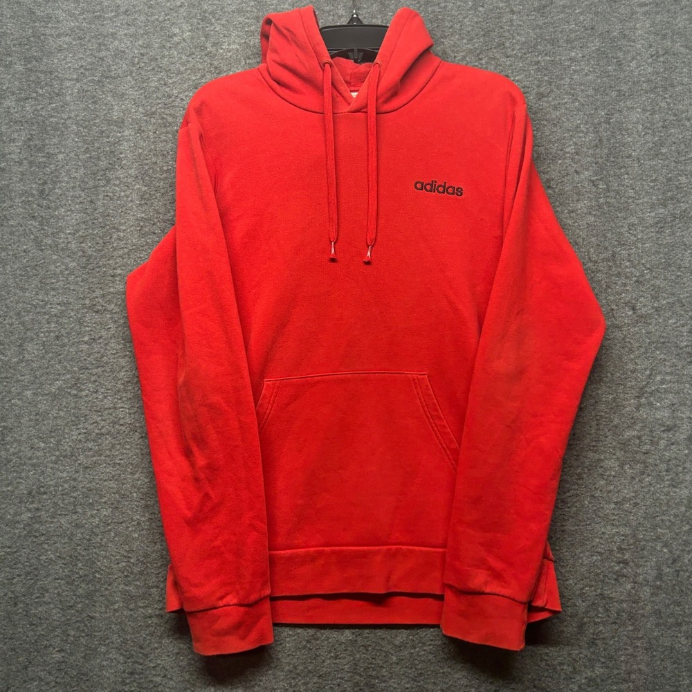 Adidas Mens Hoodie Pullover Sweatshirt Red Casual Activewear‎ Jumper Size Medium